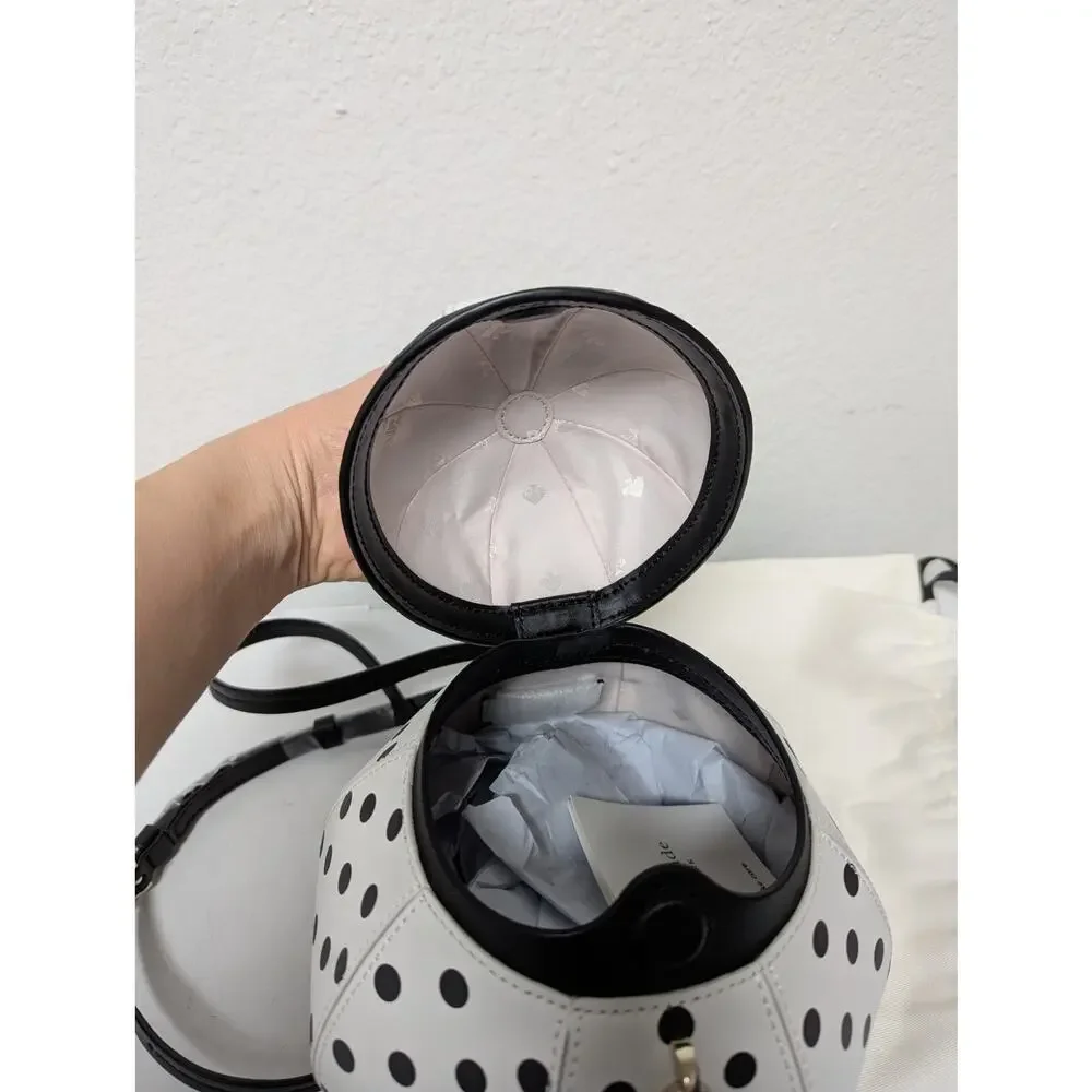 Kate Spade Alice in Wonderland Teapot Party White Polka Dot Crossbody Bag NWOT